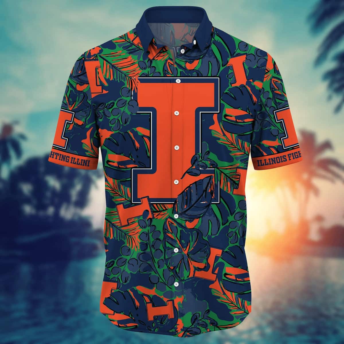 NCAA Illinois Fighting Illini Hawaiian Shirt Summer Gift For Friend NCAA Illinois Fighting Illini Hawaiian Shirt Summer Gift For Friend