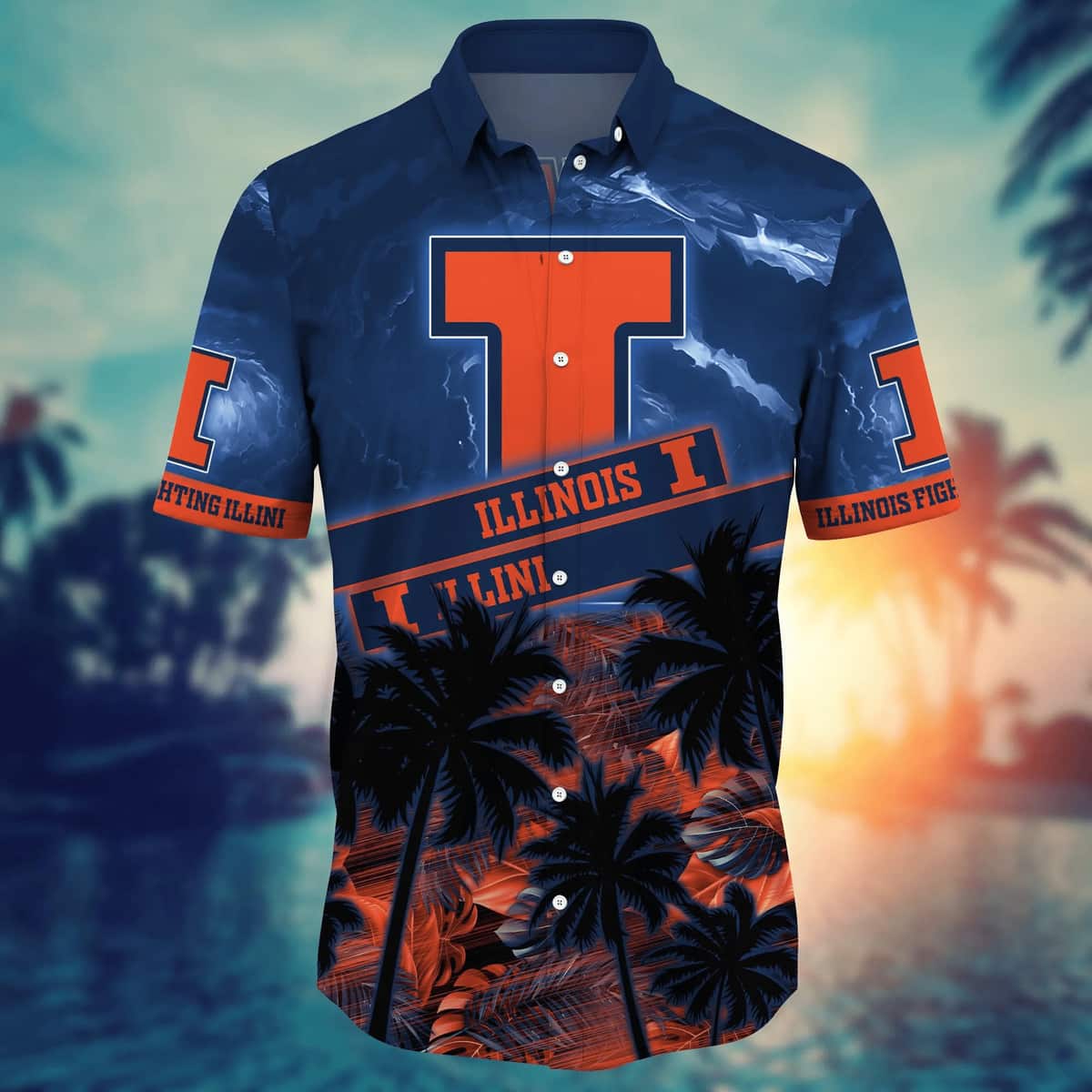Vintage Aloha NCAA Illinois Fighting Illini Hawaiian Shirt Gift For Beach Trip Vintage Aloha NCAA Illinois Fighting Illini Hawaiian Shirt Gift For Beach Trip