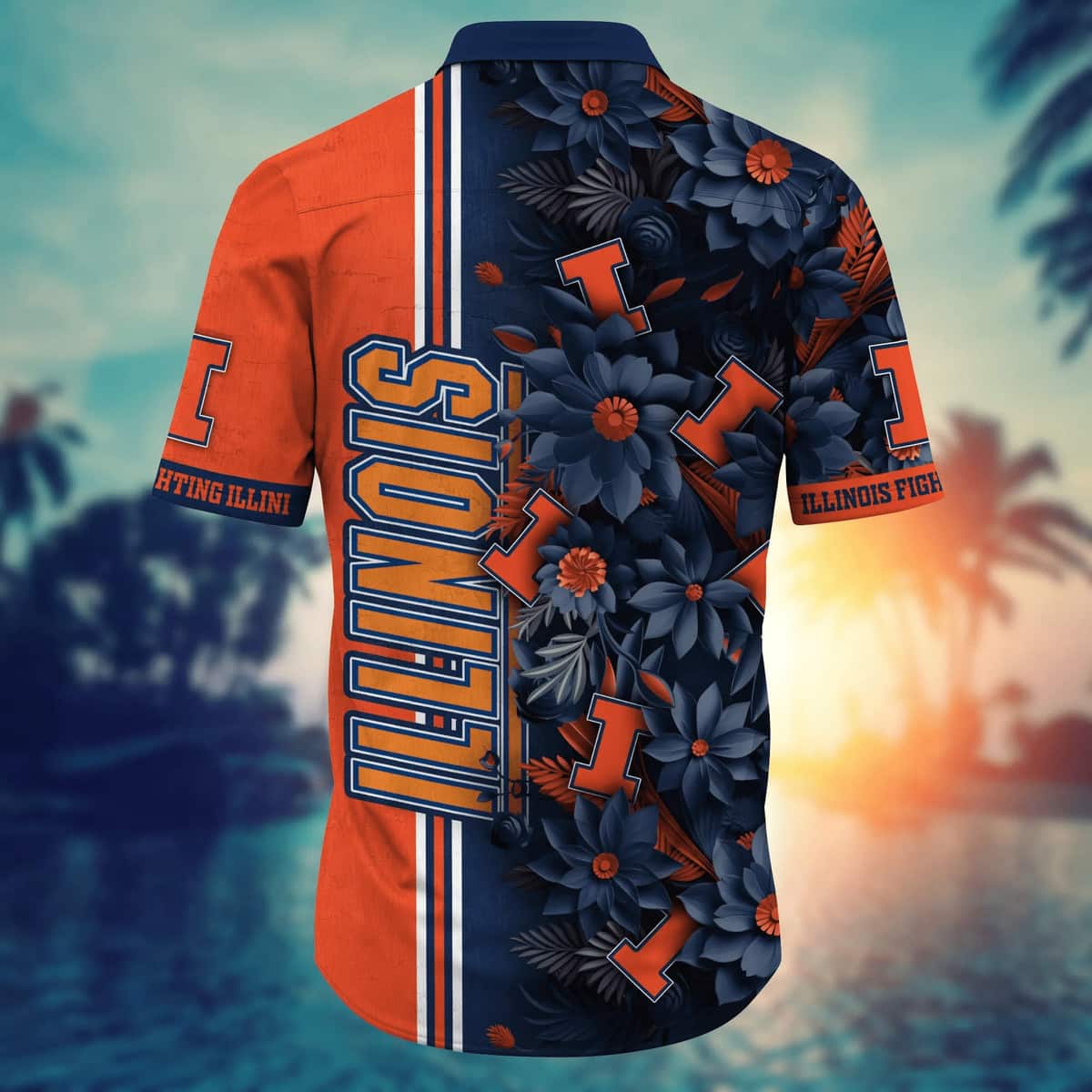 Floral Aloha NCAA Illinois Fighting Illini Hawaiian Shirt Beach Lovers Gift Floral Aloha NCAA Illinois Fighting Illini Hawaiian Shirt Beach Lovers Gift