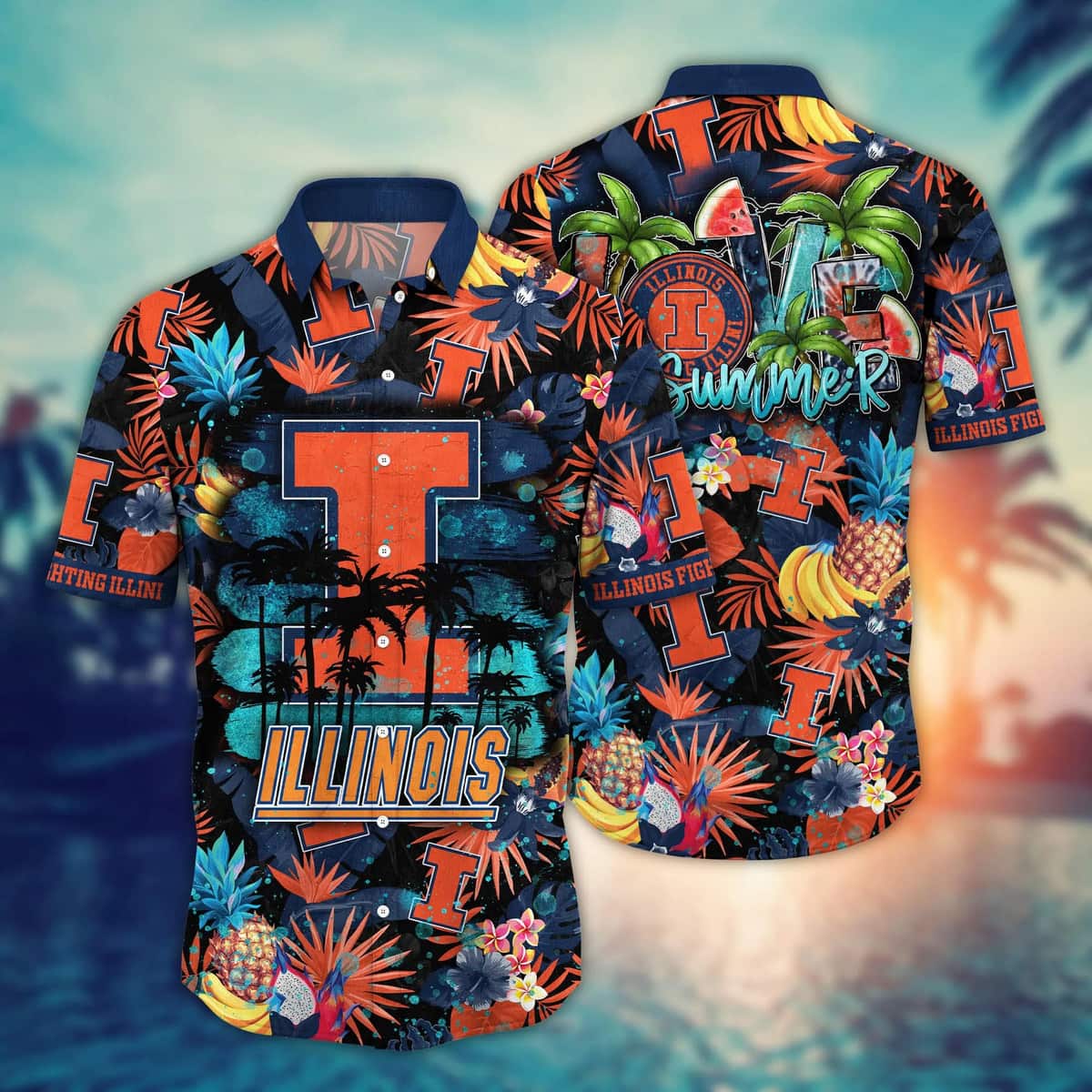 Summer Aloha NCAA Illinois Fighting Illini Hawaiian Shirt Best Beach Gift