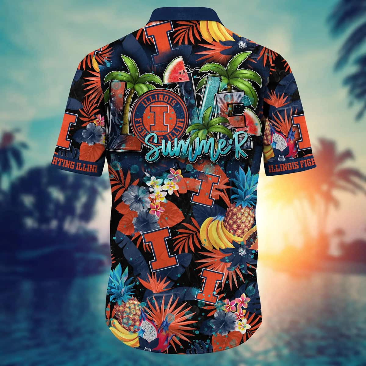 Summer Aloha NCAA Illinois Fighting Illini Hawaiian Shirt Best Beach Gift Summer Aloha NCAA Illinois Fighting Illini Hawaiian Shirt Best Beach Gift