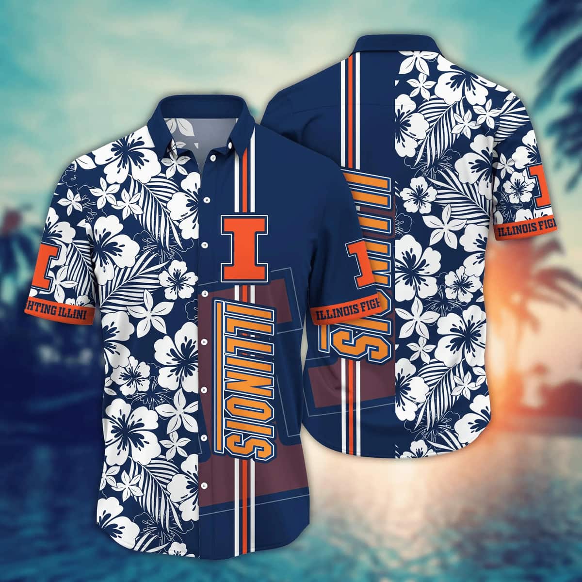 Floral Aloha NCAA Illinois Fighting Illini Hawaiian Shirt Summer Gift For Friend