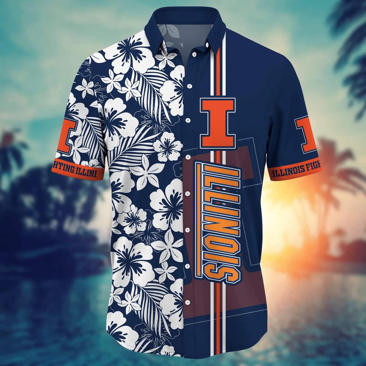 Floral Aloha NCAA Illinois Fighting Illini Hawaiian Shirt Summer Gift For Friend Floral Aloha NCAA Illinois Fighting Illini Hawaiian Shirt Summer Gift For Friend