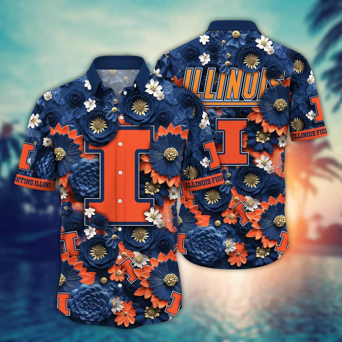 Floral Aloha NCAA Illinois Fighting Illini Hawaiian Shirt Trendy Summer Gift