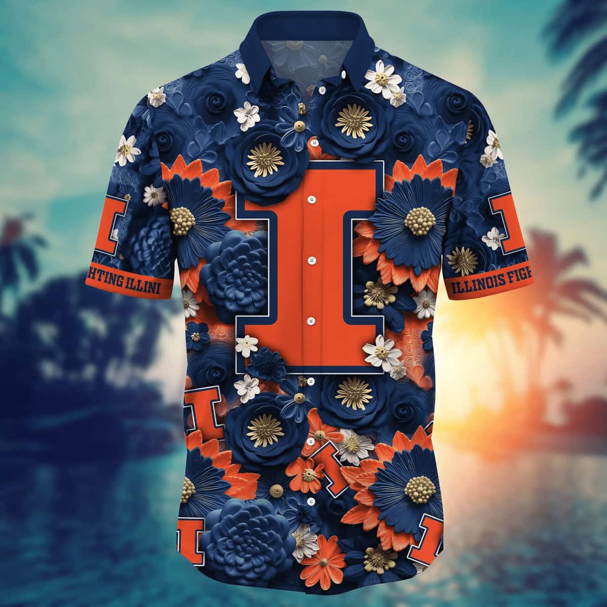 Floral Aloha NCAA Illinois Fighting Illini Hawaiian Shirt Trendy Summer Gift Floral Aloha NCAA Illinois Fighting Illini Hawaiian Shirt Trendy Summer Gift