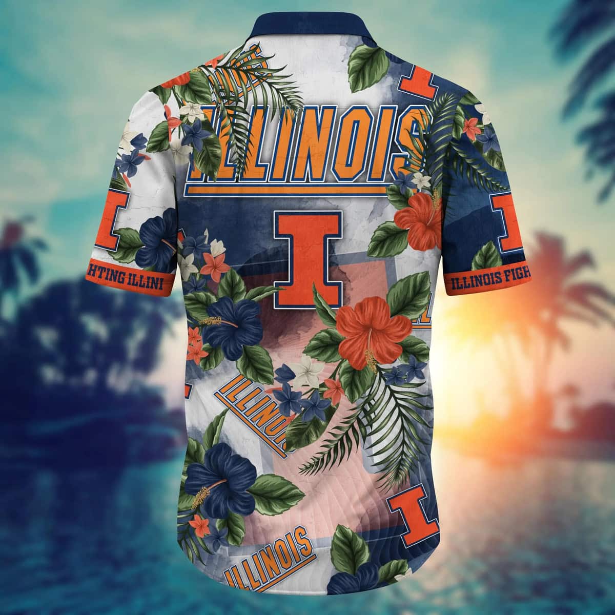 Floral Aloha NCAA Illinois Fighting Illini Hawaiian Shirt Beach Gift For Him Floral Aloha NCAA Illinois Fighting Illini Hawaiian Shirt Beach Gift For Him