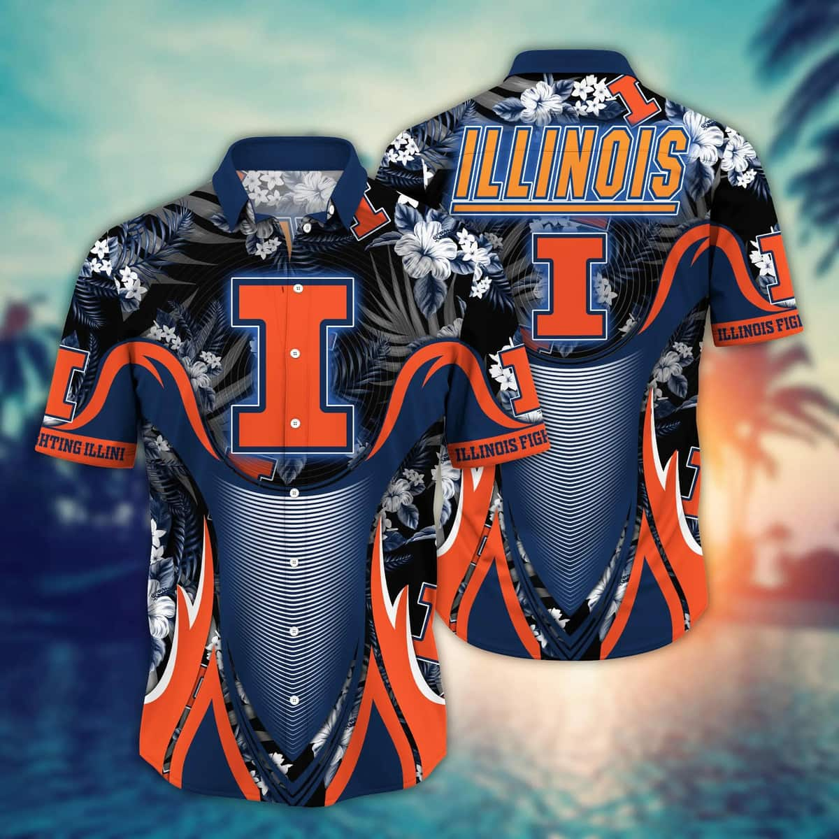 Summer Aloha NCAA Illinois Fighting Illini Hawaiian Shirt Practical Beach Gift