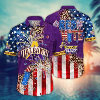 NCAA Albany Great Danes Hawaiian Shirt Fireworks Independence Day Beach Lovers Gift