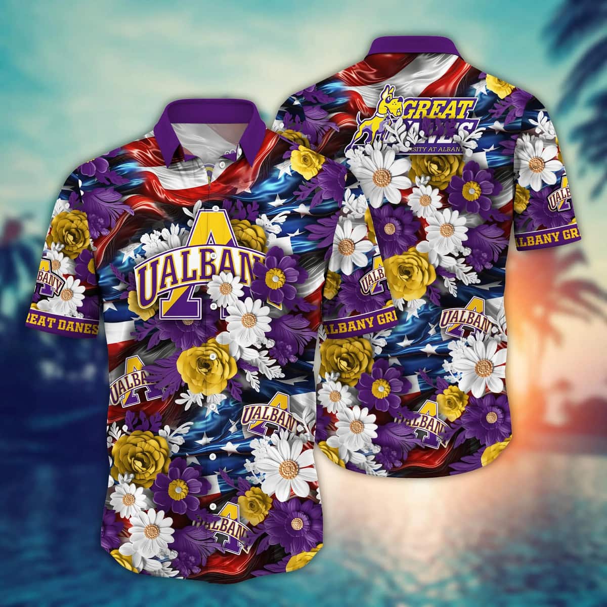 Floral Aloha NCAA Albany Great Danes Hawaiian Shirt Independence Day Gift For Beach Lovers Floral Aloha NCAA Albany Great Danes Hawaiian Shirt Independence Day Gift For Beach Lovers