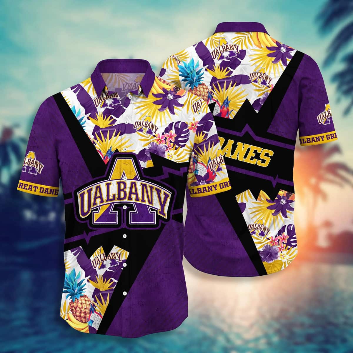 NCAA Albany Great Danes Hawaiian Shirt Flower And For Fans NCAA Albany Great Danes Hawaiian Shirt Flower And For Fans