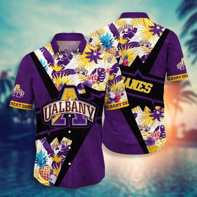 NCAA Albany Great Danes Hawaiian Shirt Flower And For Fans