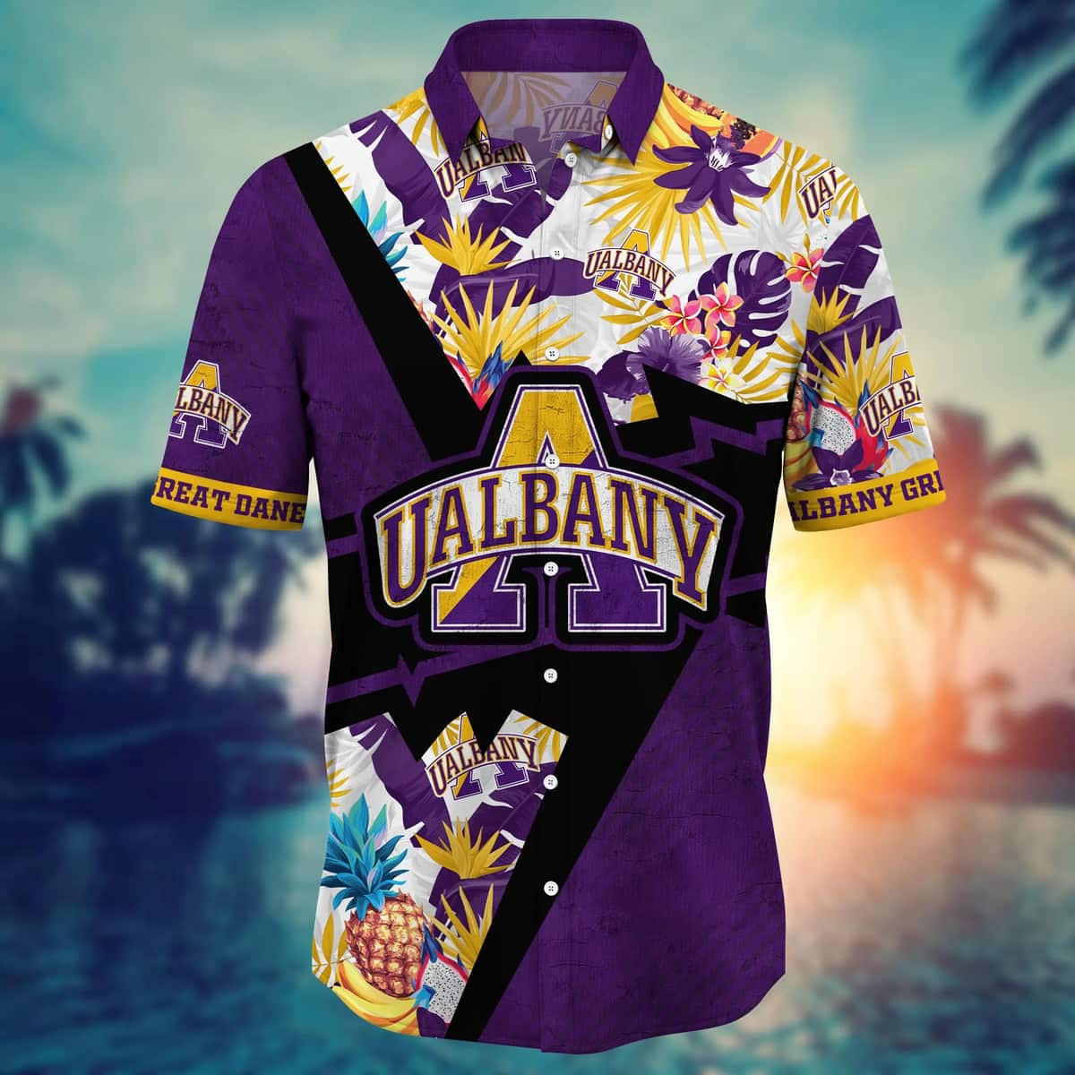 NCAA Albany Great Danes Hawaiian Shirt Flower And For Fans