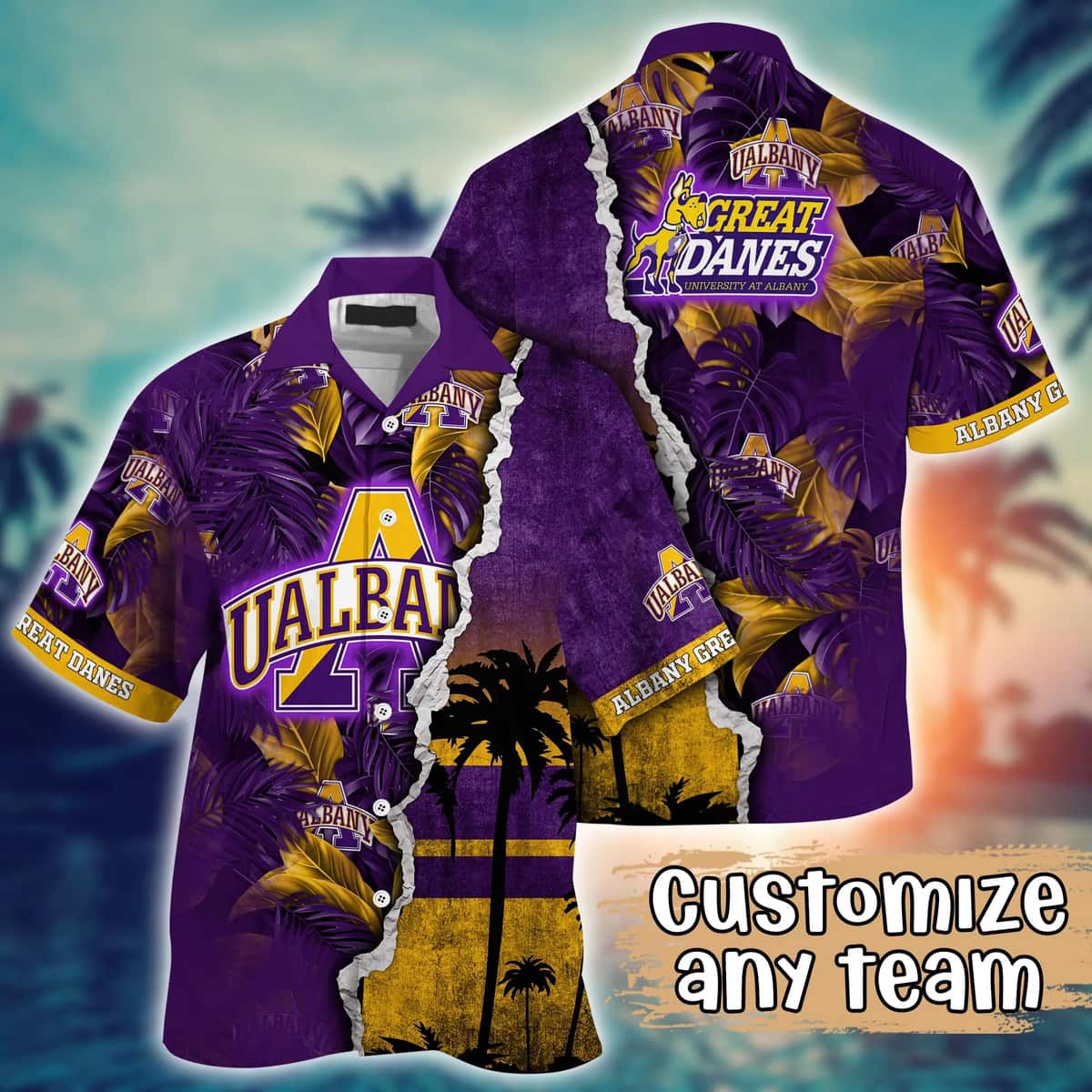 Vintage Aloha NCAA Albany Great Danes Hawaiian Shirt Custom Name Summer Gift For Friend Vintage Aloha NCAA Albany Great Danes Hawaiian Shirt Custom Name Summer Gift For Friend