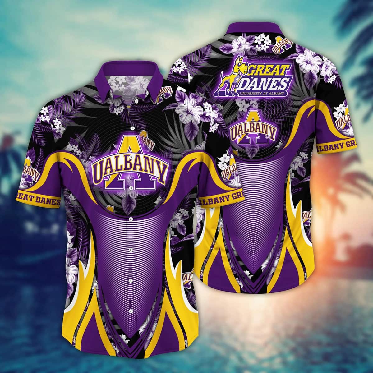 NCAA Albany Great Danes Hawaiian Shirt Practical Beach Gift For Him NCAA Albany Great Danes Hawaiian Shirt Practical Beach Gift For Him