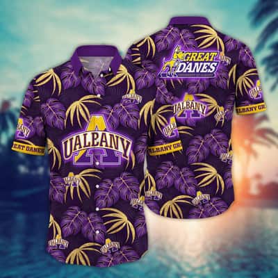 NCAA Albany Great Danes Hawaiian Shirt Palm Leaves Pattern Beach Gift For Friend