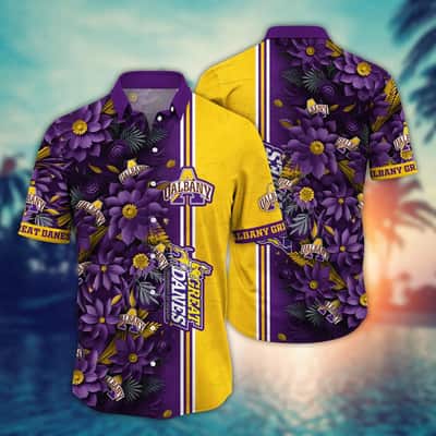 Floral Aloha NCAA Albany Great Danes Hawaiian Shirt Summer Beach Gift