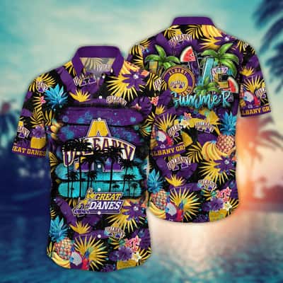Summer Aloha NCAA Albany Great Danes Hawaiian Shirt Tropical Fruit Pattern Summer Aloha NCAA Albany Great Danes Hawaiian Shirt Tropical Fruit Pattern