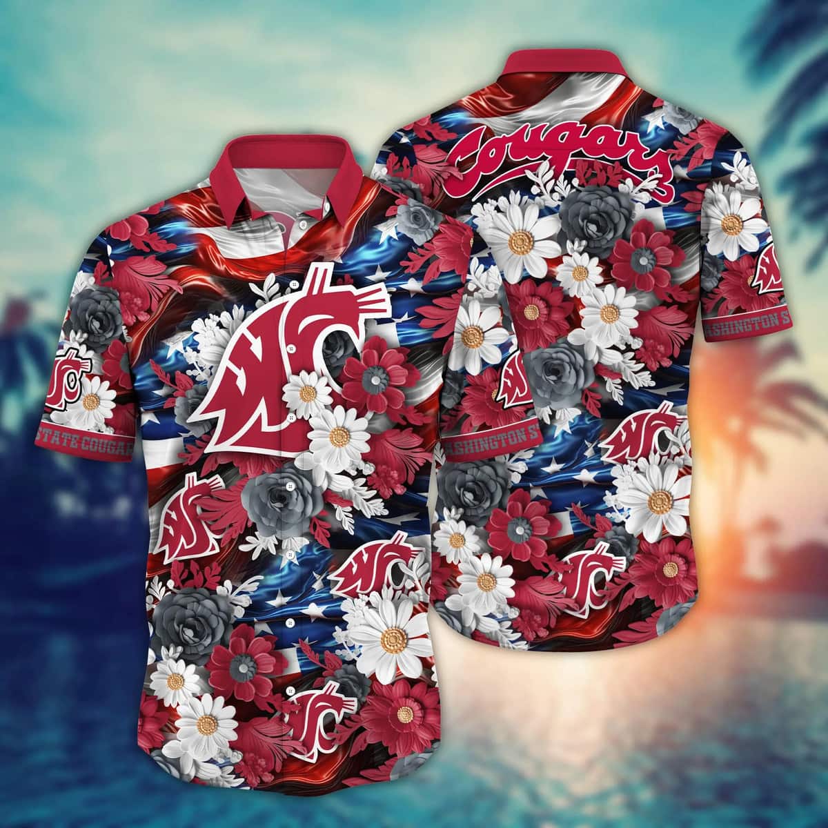 Floral Aloha NCAA Washington State Cougars Hawaiian Shirt Independence Day Floral Aloha NCAA Washington State Cougars Hawaiian Shirt Independence Day