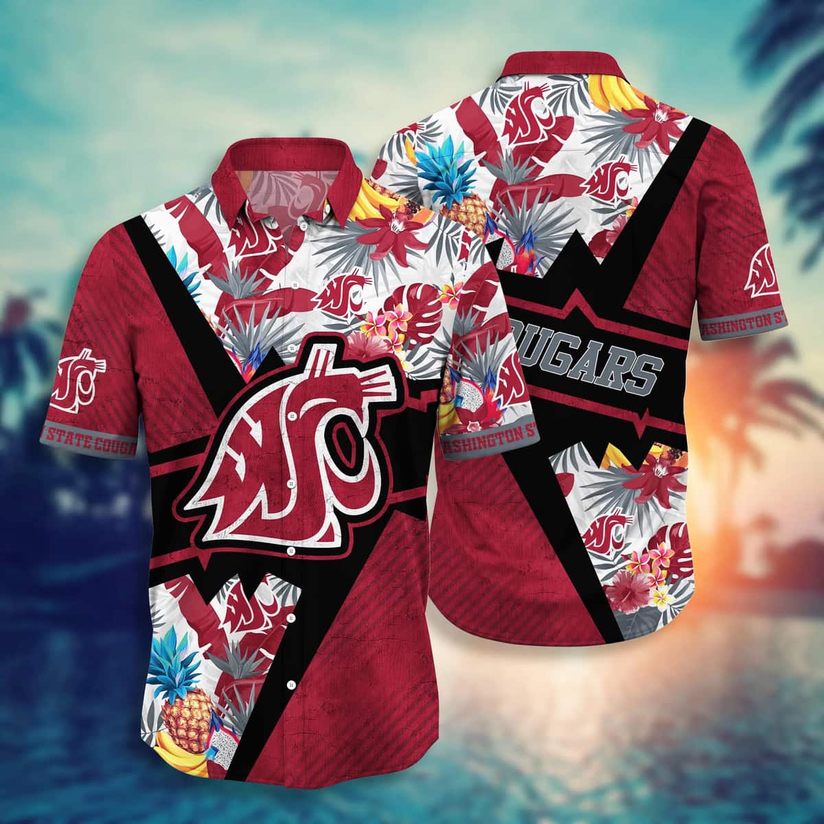 Summer Aloha NCAA Washington State Cougars Hawaiian Shirt Best Beach Gift Summer Aloha NCAA Washington State Cougars Hawaiian Shirt Best Beach Gift