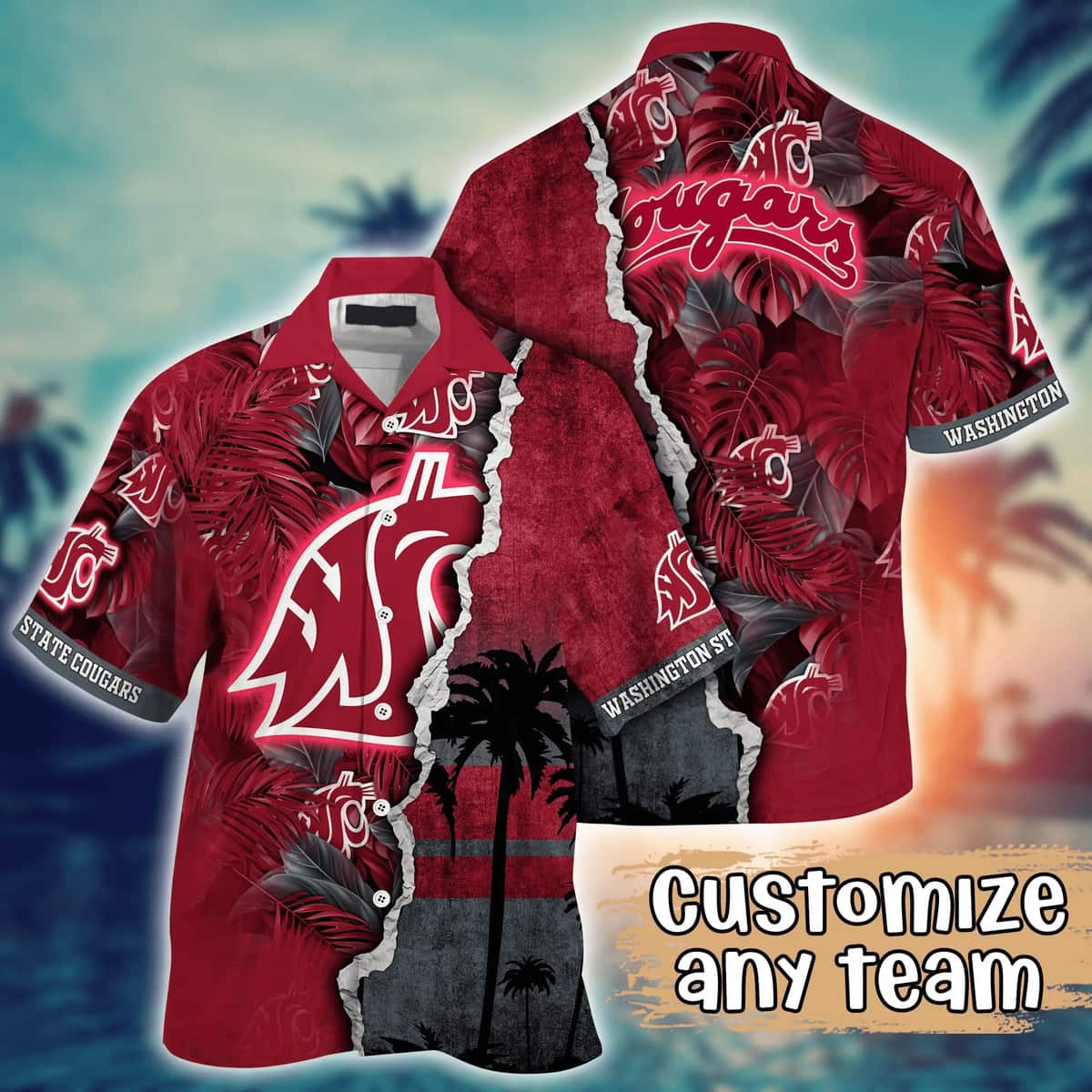 Vintage Custom Aloha NCAA Washington State Cougars Hawaiian Shirt Summer Holiday Gift