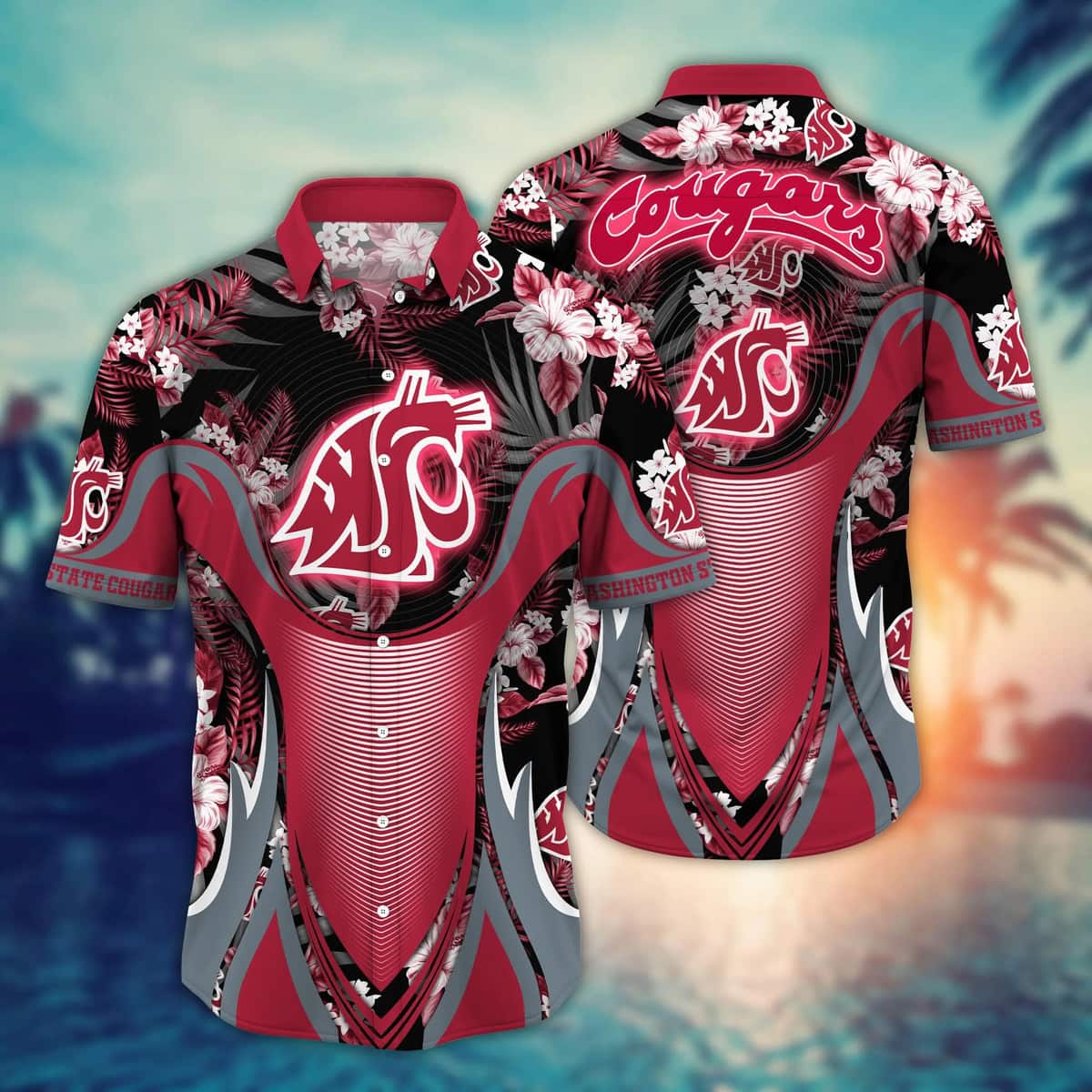 NCAA Washington State Cougars Hawaiian Shirt For Summer Lovers NCAA Washington State Cougars Hawaiian Shirt For Summer Lovers
