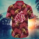 NCAA Washington State Cougars Hawaiian Shirt Palm Leaves Pattern
