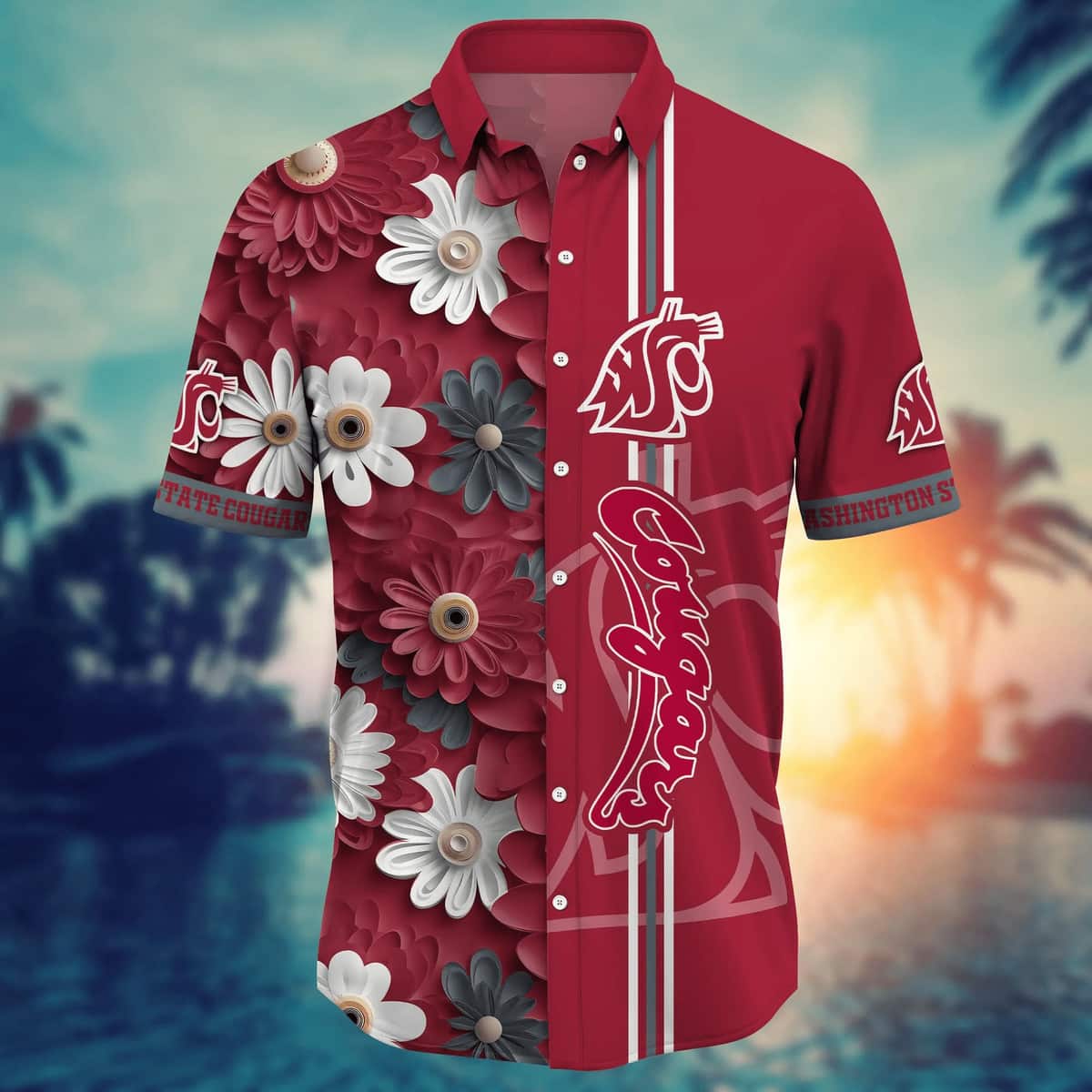 Floral Aloha NCAA Washington State Cougars Hawaiian Shirt Beach Gift For Him Floral Aloha NCAA Washington State Cougars Hawaiian Shirt Beach Gift For Him