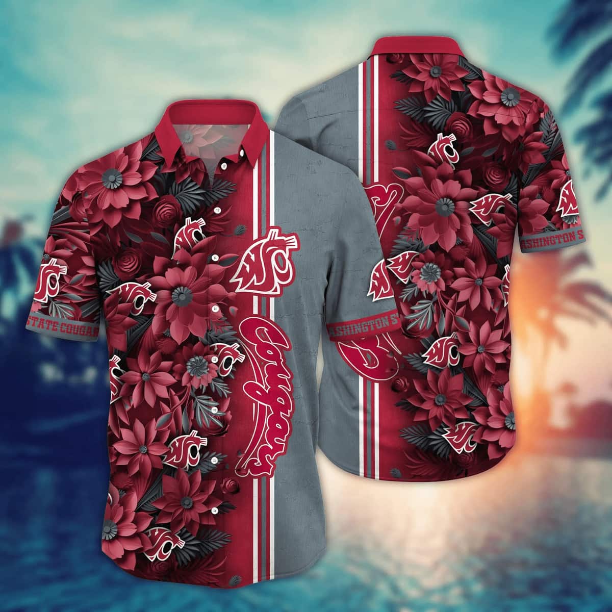 Floral Aloha NCAA Washington State Cougars Hawaiian Shirt Beach Lovers Gift Floral Aloha NCAA Washington State Cougars Hawaiian Shirt Beach Lovers Gift