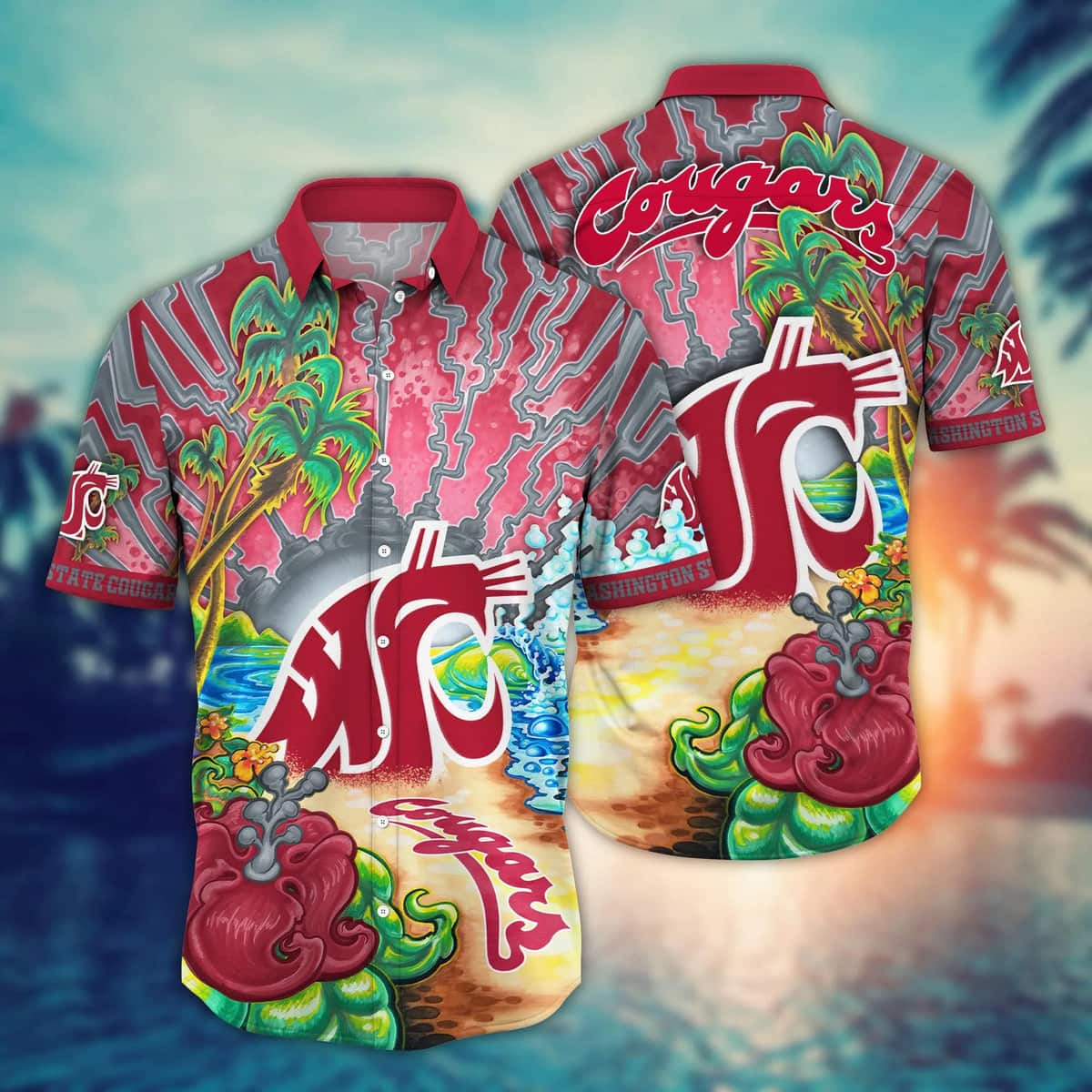 NCAA Washington State Cougars Hawaiian Shirt Gift For Beach Trip