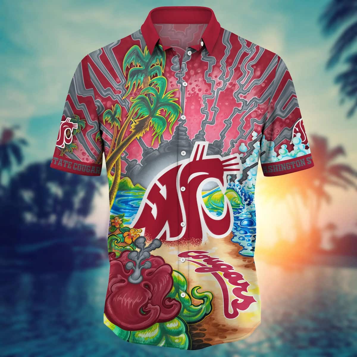 NCAA Washington State Cougars Hawaiian Shirt Gift For Beach Trip NCAA Washington State Cougars Hawaiian Shirt Gift For Beach Trip