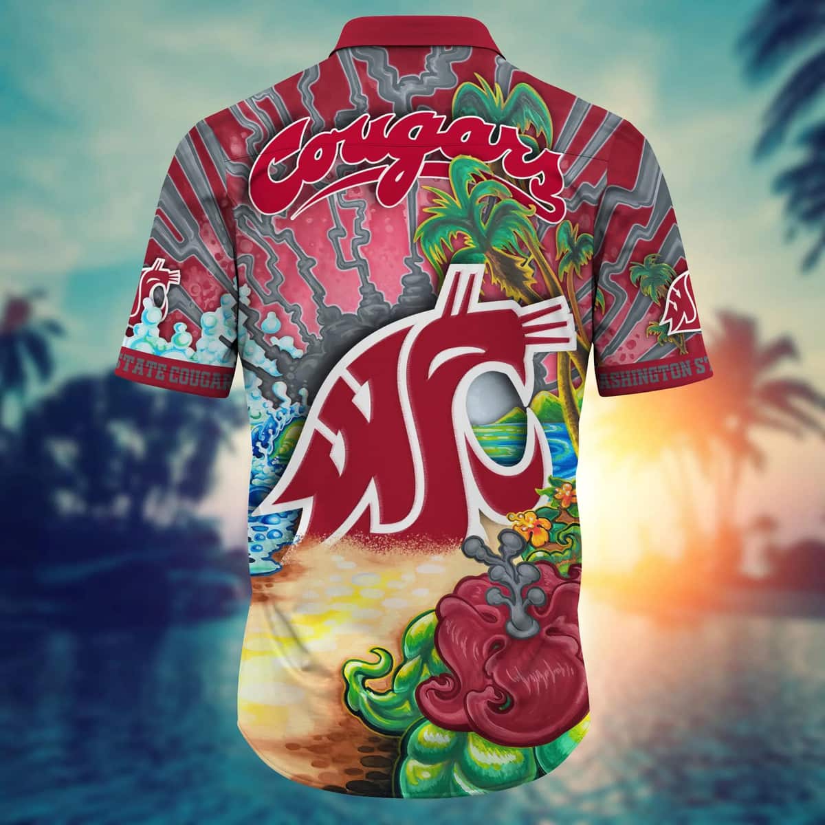 NCAA Washington State Cougars Hawaiian Shirt Gift For Beach Trip NCAA Washington State Cougars Hawaiian Shirt Gift For Beach Trip