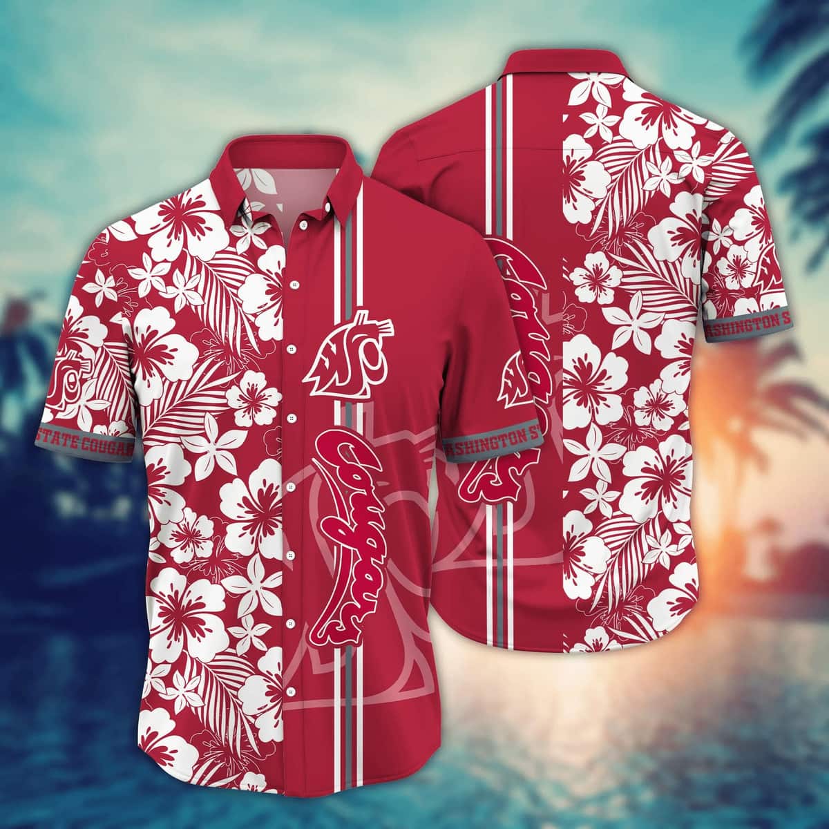 Floral Aloha NCAA Washington State Cougars Hawaiian Shirt Beach Gift For Friend Floral Aloha NCAA Washington State Cougars Hawaiian Shirt Beach Gift For Friend