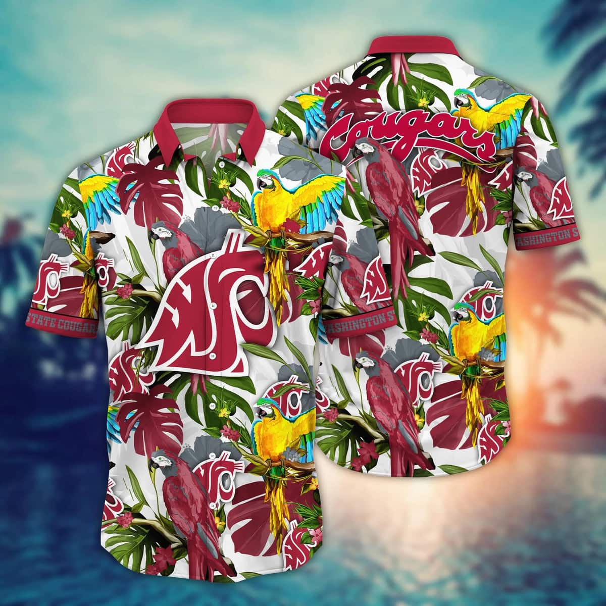 Tropical Aloha NCAA Washington State Cougars Hawaiian Shirt Summer Vacation Gift Tropical Aloha NCAA Washington State Cougars Hawaiian Shirt Summer Vacation Gift