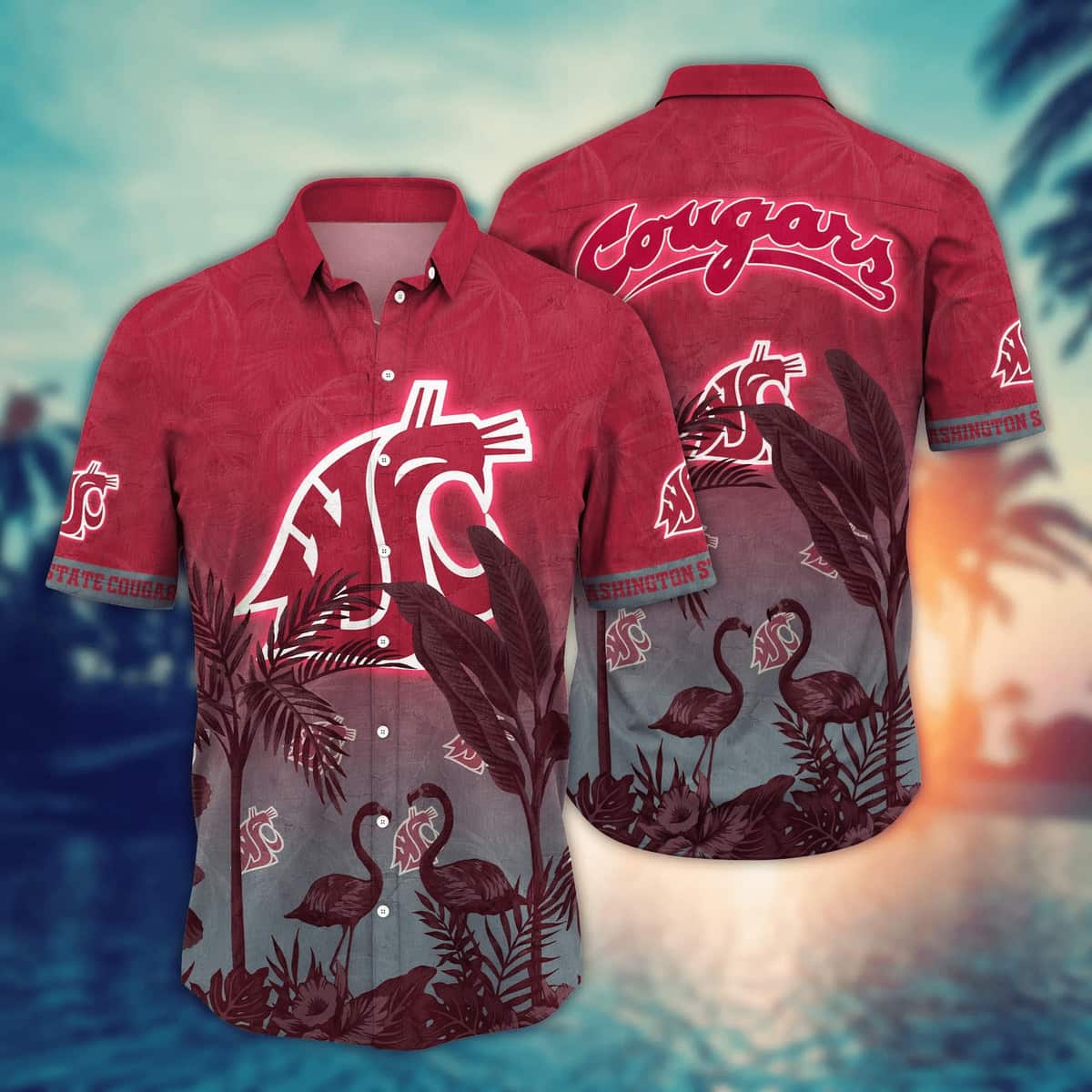 Vintage Aloha NCAA Washington State Cougars Hawaiian Shirt Best Beach Gift Vintage Aloha NCAA Washington State Cougars Hawaiian Shirt Best Beach Gift