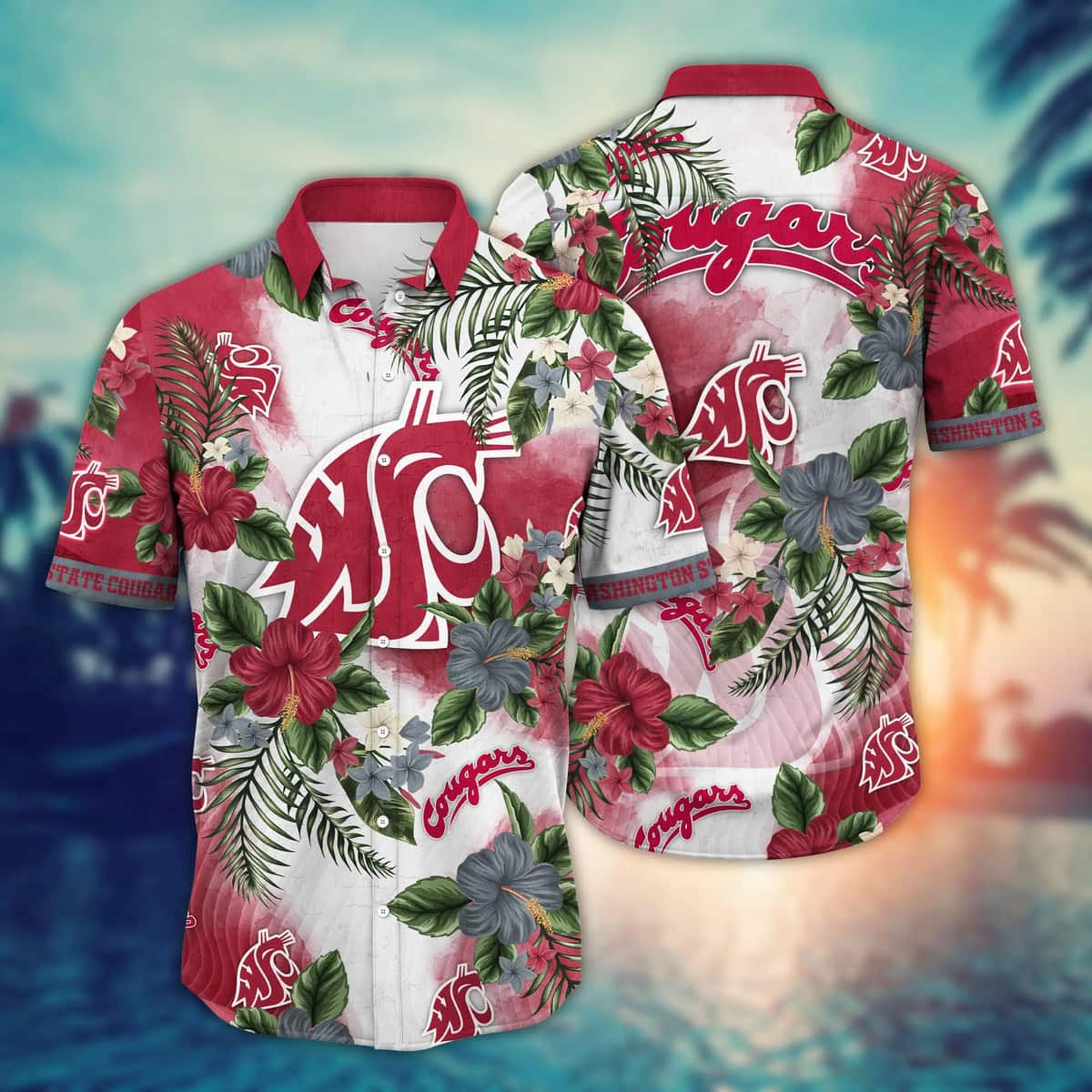 Floral Aloha NCAA Washington State Cougars Hawaiian Shirt Best Beach Gift Floral Aloha NCAA Washington State Cougars Hawaiian Shirt Best Beach Gift