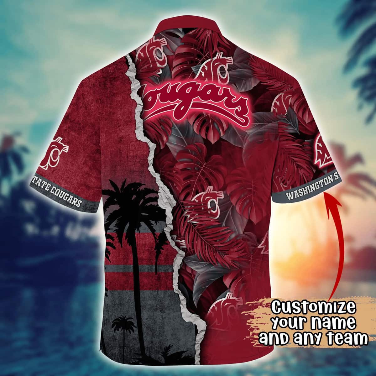 NCAA Washington State Cougars Hawaiian Shirt Custom Name Summer Vacation Gift NCAA Washington State Cougars Hawaiian Shirt Custom Name Summer Vacation Gift