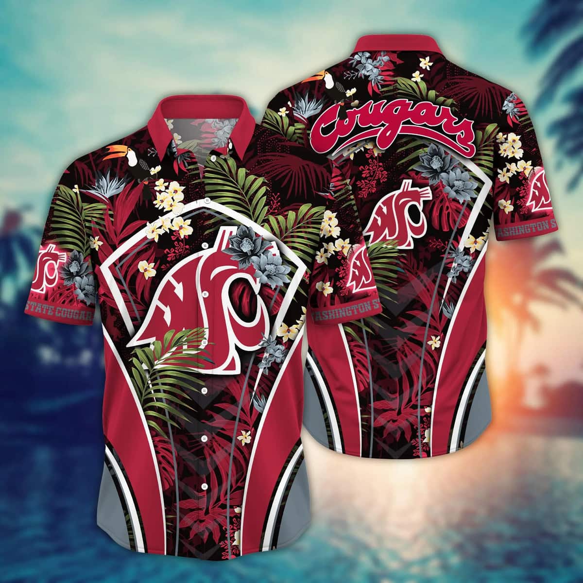 Tropical Aloha NCAA Washington State Cougars Hawaiian Shirt Beach Gift For Friend Tropical Aloha NCAA Washington State Cougars Hawaiian Shirt Beach Gift For Friend