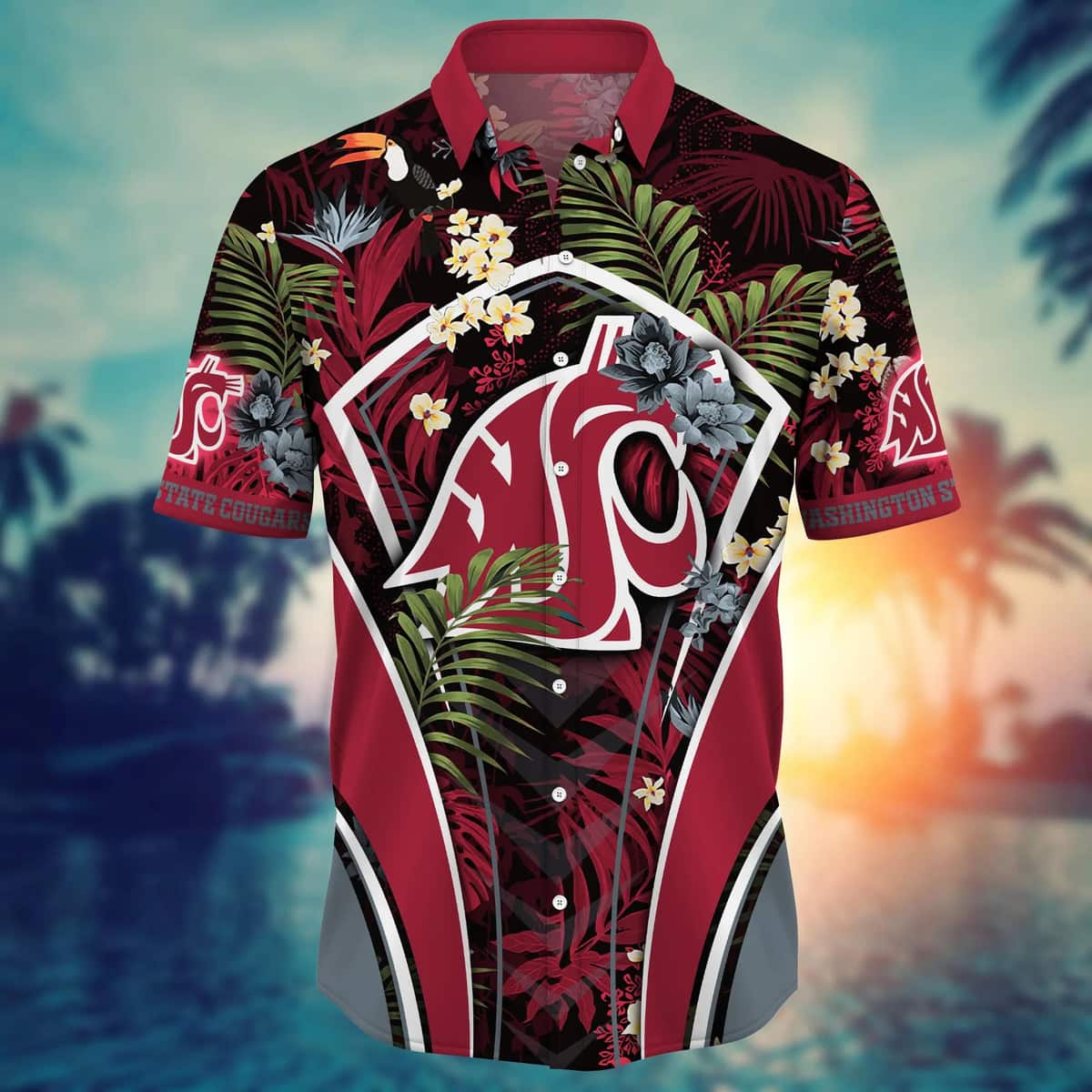 Tropical Aloha NCAA Washington State Cougars Hawaiian Shirt Beach Gift For Friend Tropical Aloha NCAA Washington State Cougars Hawaiian Shirt Beach Gift For Friend