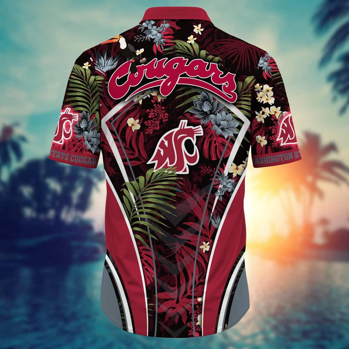 Tropical Aloha NCAA Washington State Cougars Hawaiian Shirt Beach Gift For Friend Tropical Aloha NCAA Washington State Cougars Hawaiian Shirt Beach Gift For Friend