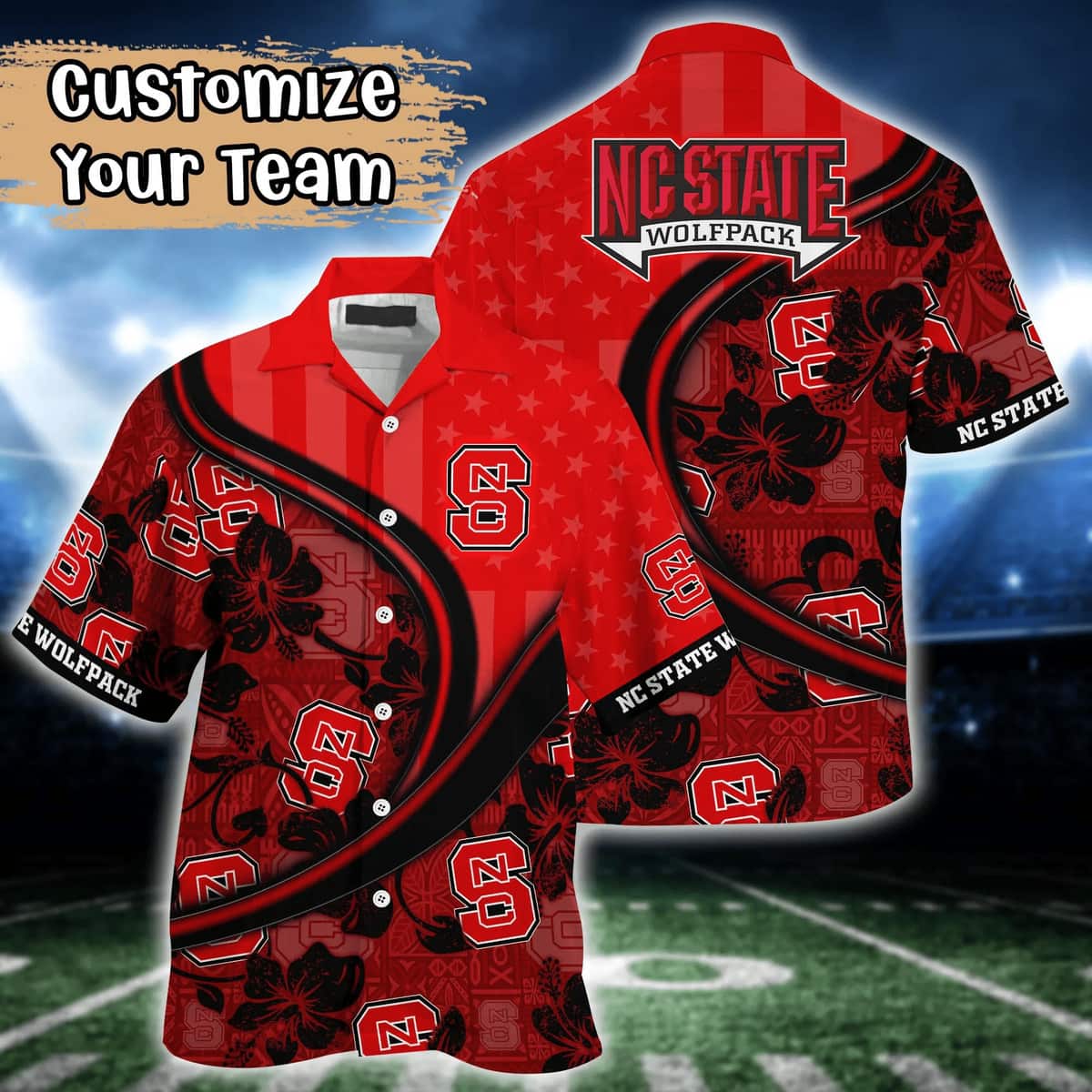 NCAA NC State Wolfpack Hawaiian Shirt Customize Name Beach Vacation Gift NCAA NC State Wolfpack Hawaiian Shirt Customize Name Beach Vacation Gift