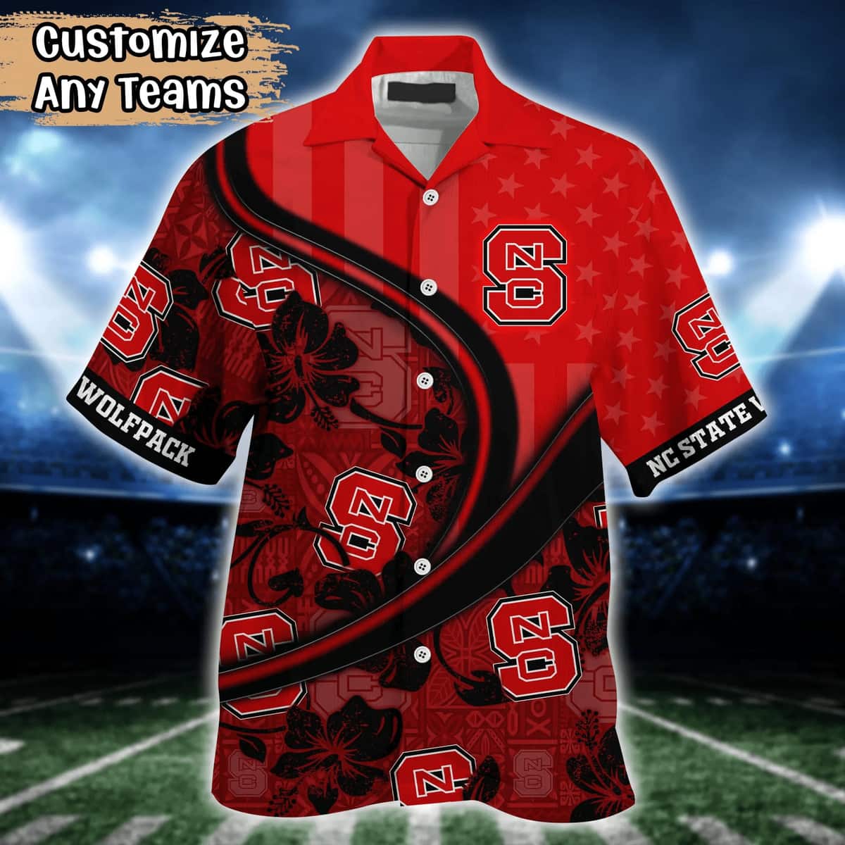 NCAA NC State Wolfpack Hawaiian Shirt Customize Name Beach Vacation Gift NCAA NC State Wolfpack Hawaiian Shirt Customize Name Beach Vacation Gift