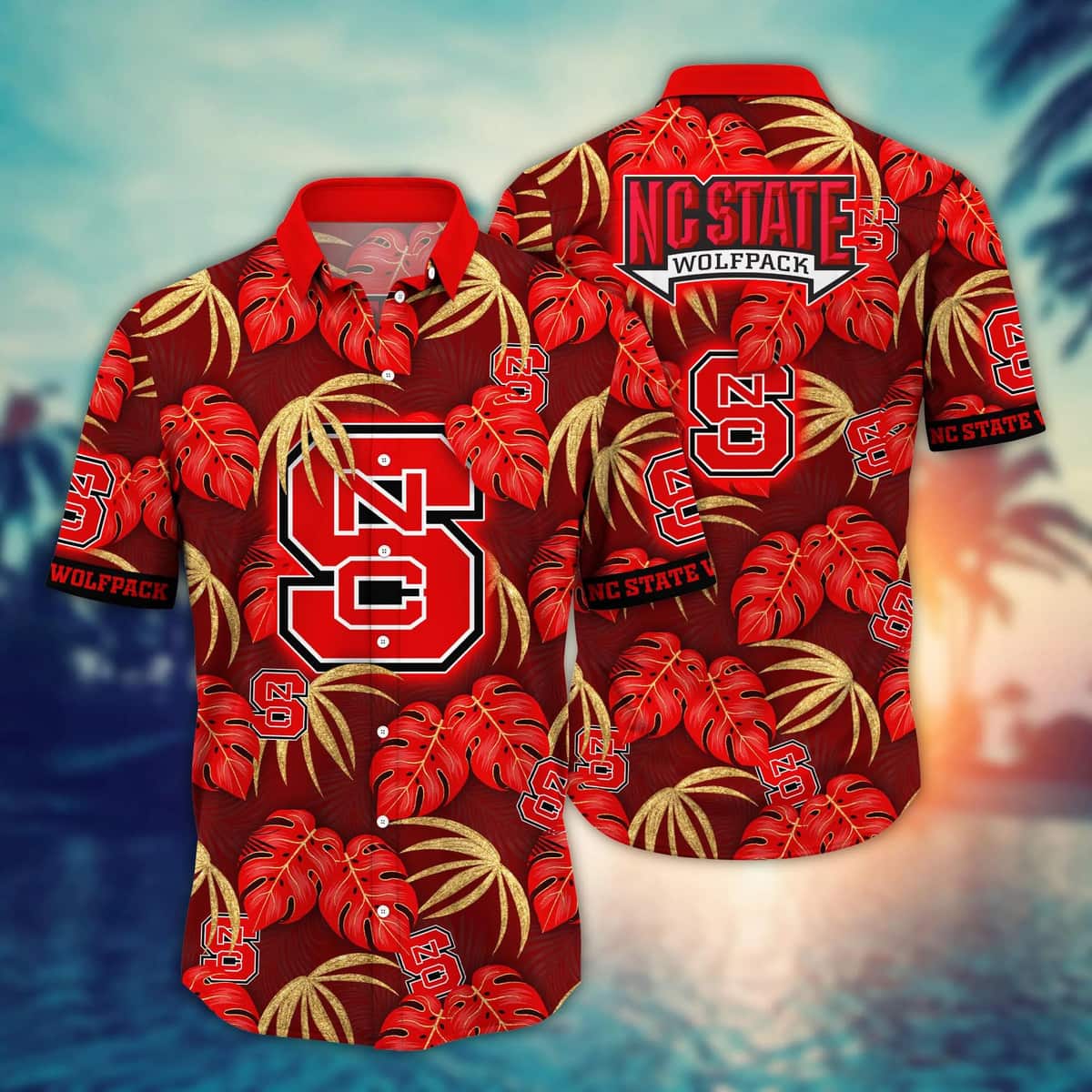 Red Aloha NCAA NC State Wolfpack Hawaiian Shirt Palm Leaves Pattern Summer Gift For Friend Red Aloha NCAA NC State Wolfpack Hawaiian Shirt Palm Leaves Pattern Summer Gift For Friend