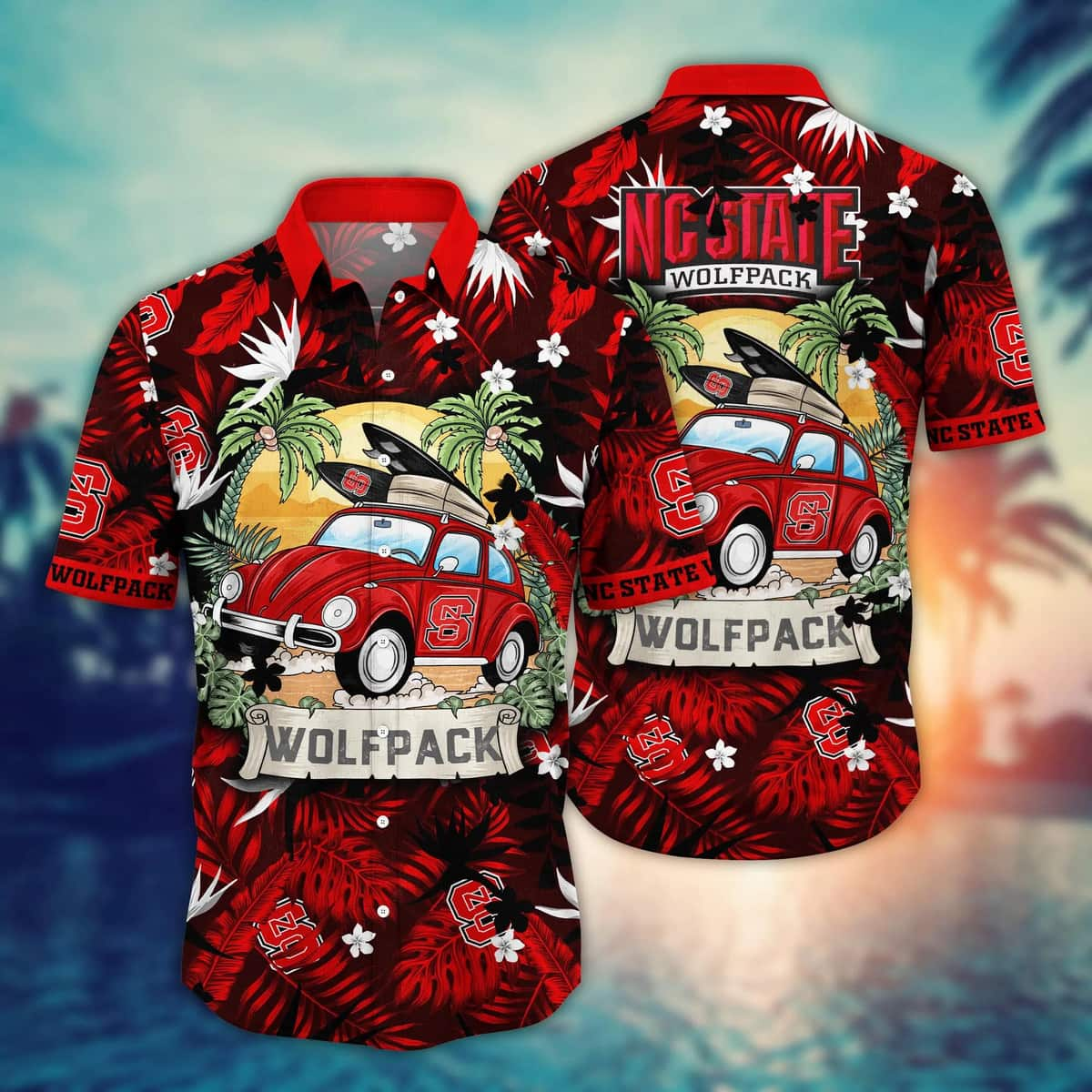 Summer Aloha NCAA NC State Wolfpack Hawaiian Shirt Palm Leaves Pattern