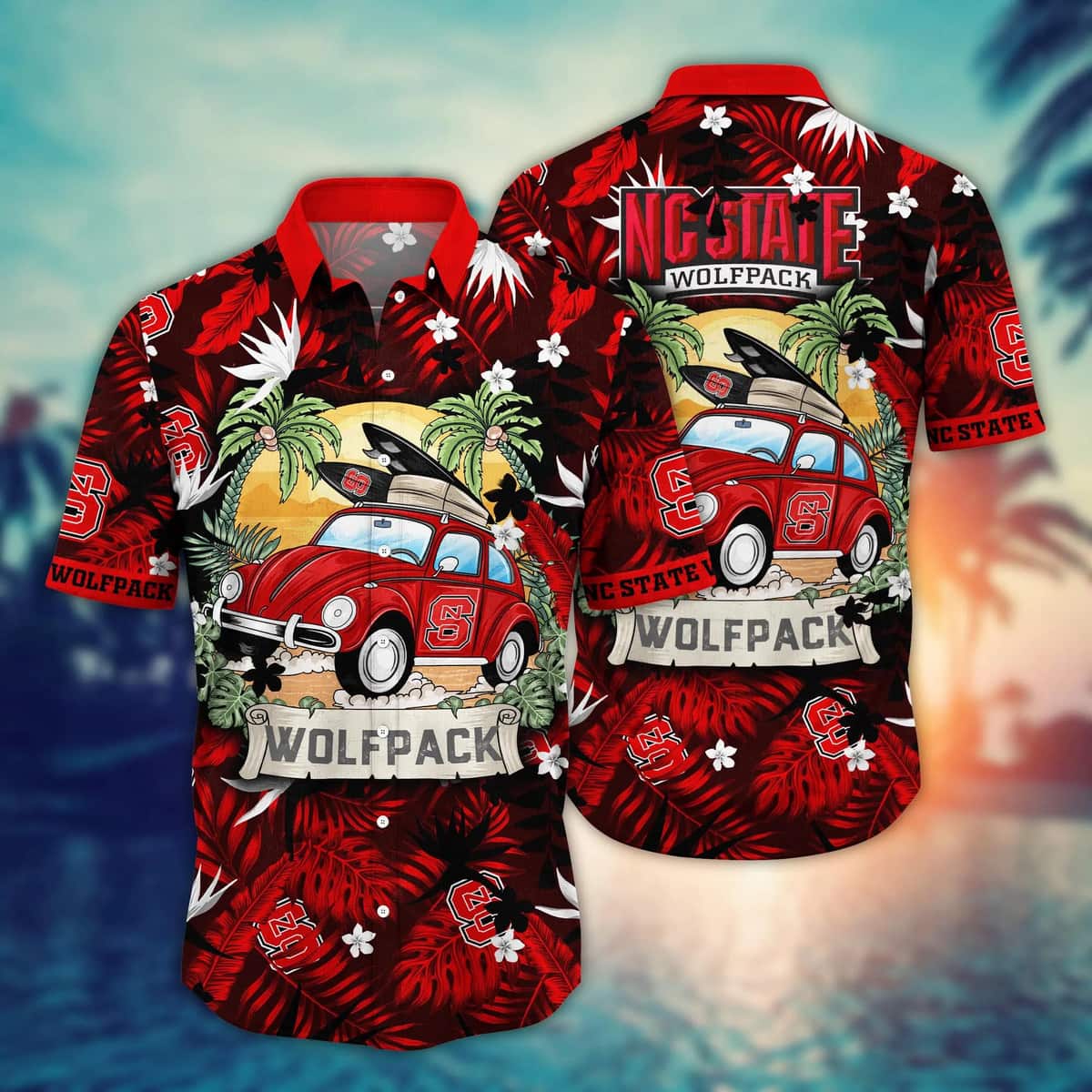 Summer Aloha NCAA NC State Wolfpack Hawaiian Shirt Palm Leaves Pattern Summer Aloha NCAA NC State Wolfpack Hawaiian Shirt Palm Leaves Pattern