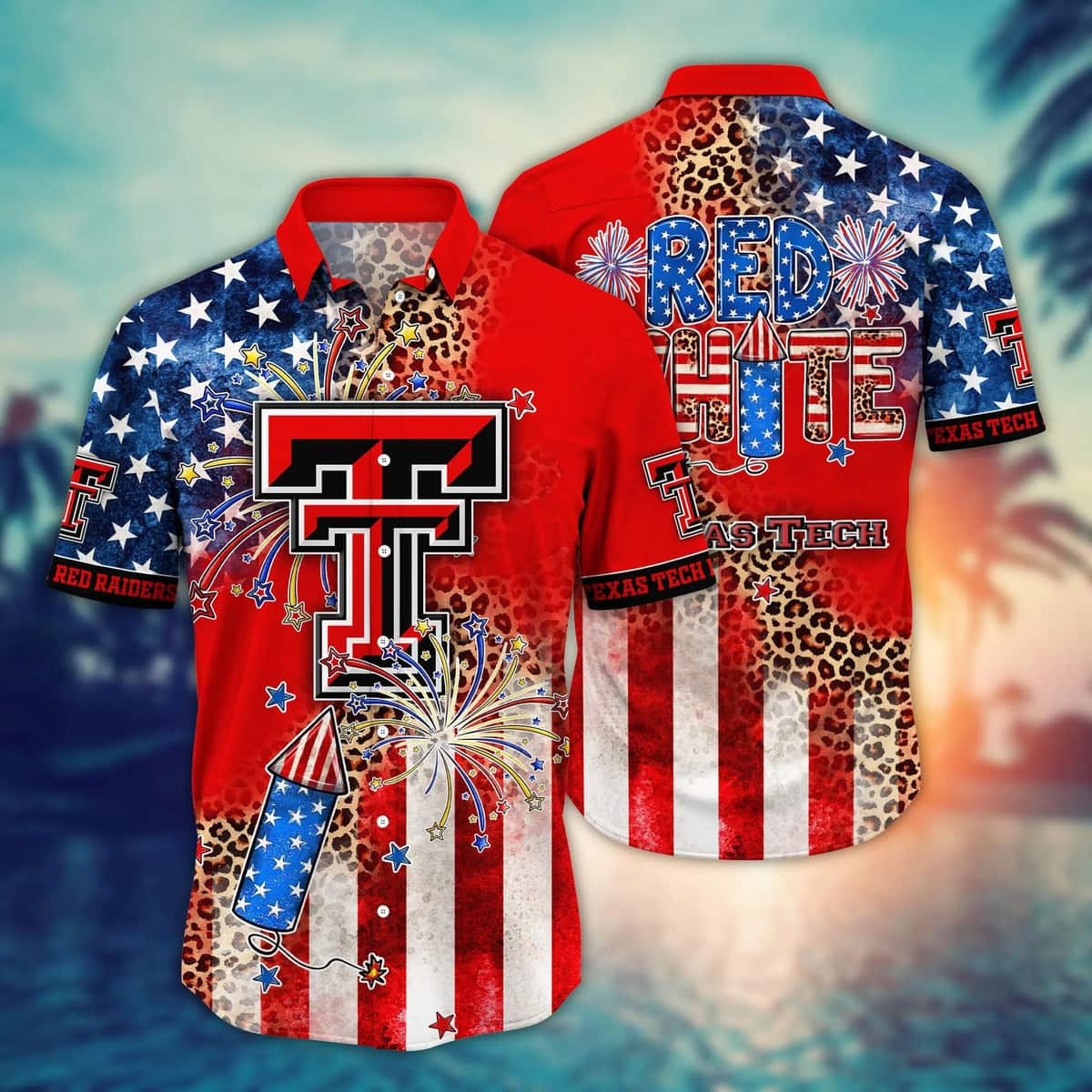 NCAA Texas Tech Red Raiders Hawaiian Shirt Fireworks Independence Day