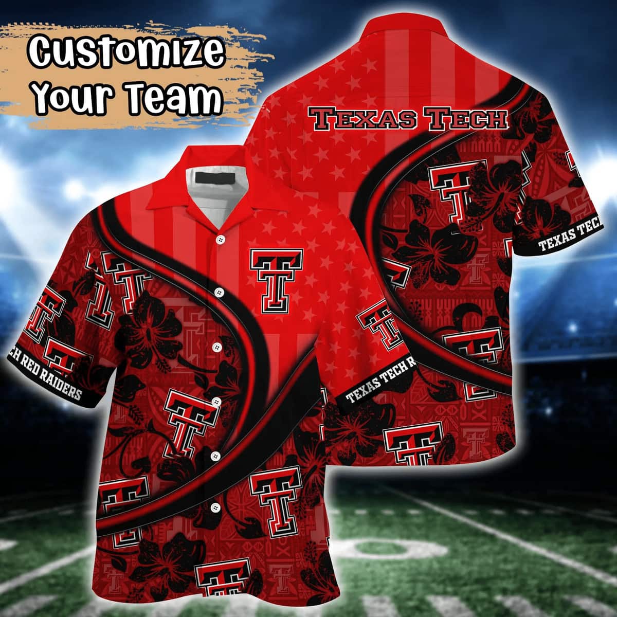 NCAA Texas Tech Red Raiders Hawaiian Shirt Custom Name Beach Vacation Gift