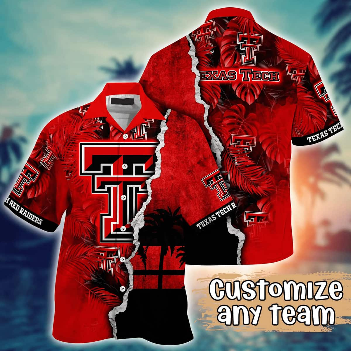 NCAA Texas Tech Red Raiders Hawaiian Shirt Custom Name Beach Gift For Him