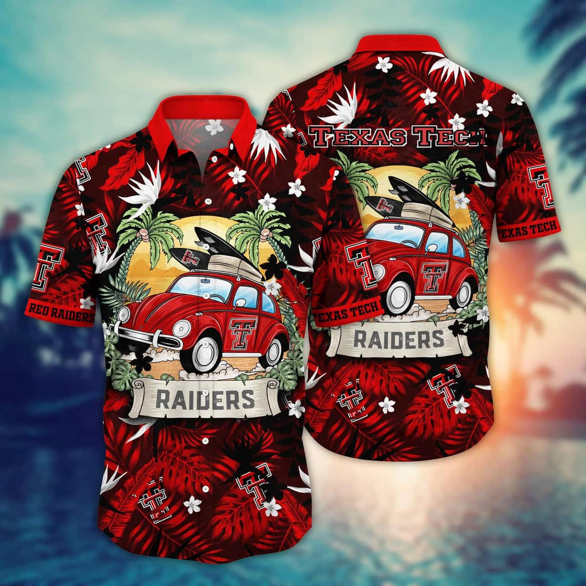 NCAA Texas Tech Red Raiders Hawaiian Shirt Palm Leaves Pattern Beach Gift For Him