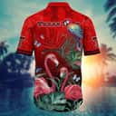 NCAA Texas Tech Red Raiders Hawaiian Shirt Pink Flamingo And Palm Leaves NCAA Texas Tech Red Raiders Hawaiian Shirt Pink Flamingo And Palm Leaves