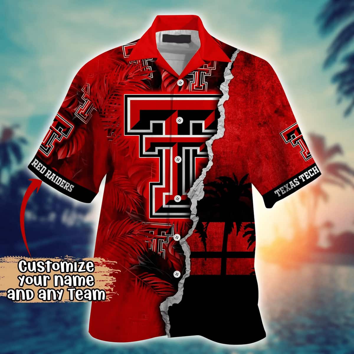 Vintage Aloha NCAA Texas Tech Red Raiders Hawaiian Shirt Custom Name Vintage Aloha NCAA Texas Tech Red Raiders Hawaiian Shirt Custom Name